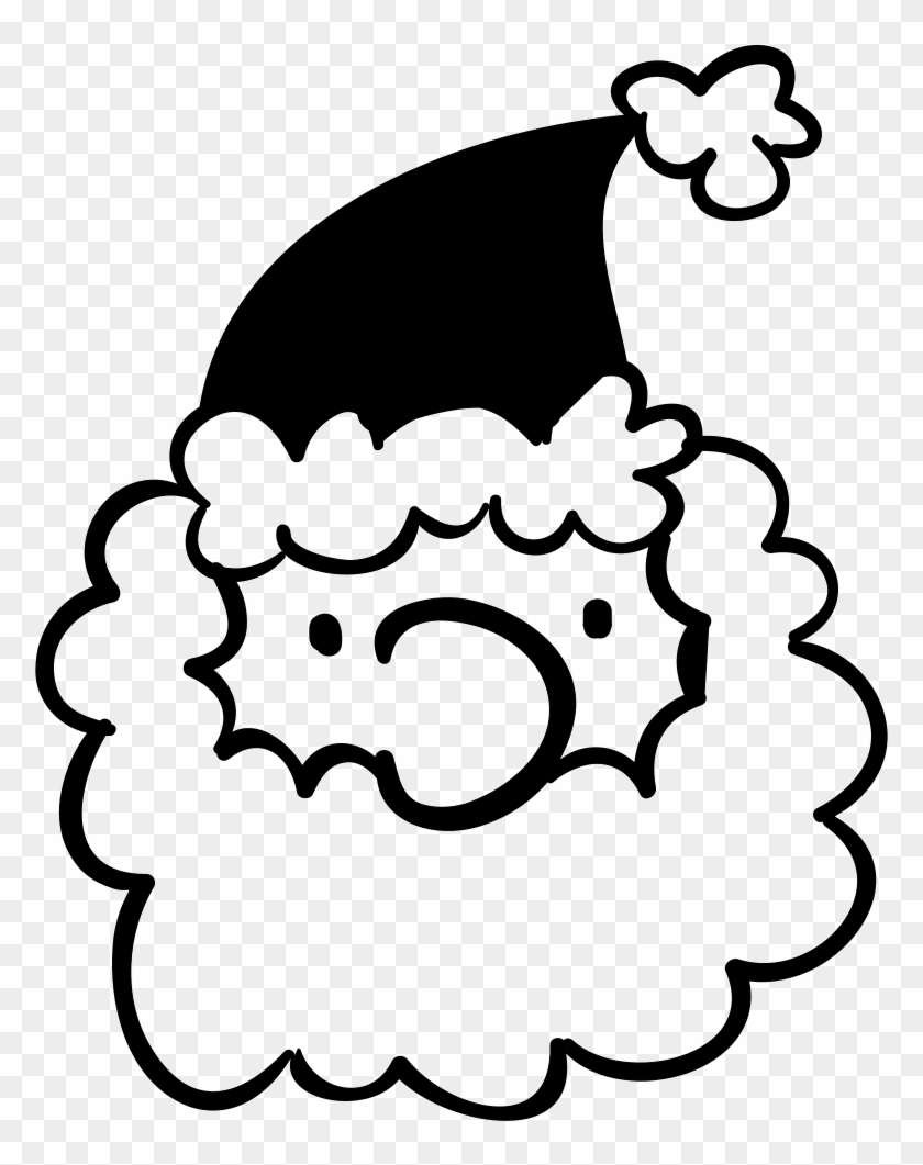 Santa's Head Wirh Curly Beard Comments - Santa Claus Cartoon Black And White #308899