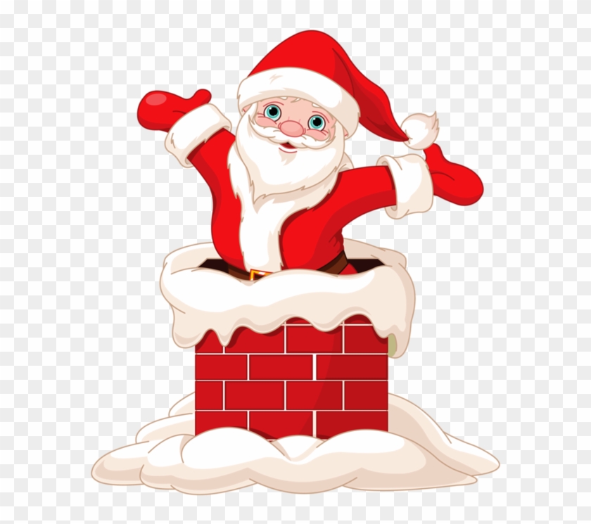 Clip Art - Santa Claus In Chimney #309136