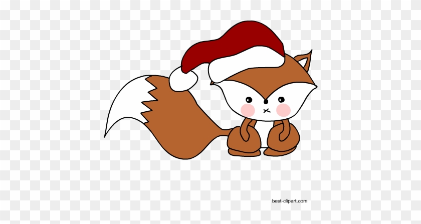 Fox Wearing Santa's Hat, Free Clip Art - Clip Art #309163