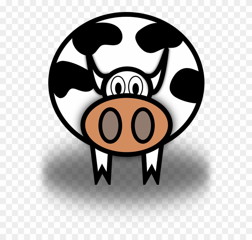 Simple, Cartoon, Barn, Farm, Cow, Milk, Dairy, Animal - Cow Clip Art #309211