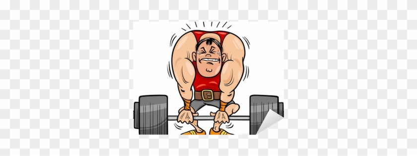 Weightlifting Sportsman Cartoon Illustration Sticker - Cartoon Athlete #309317