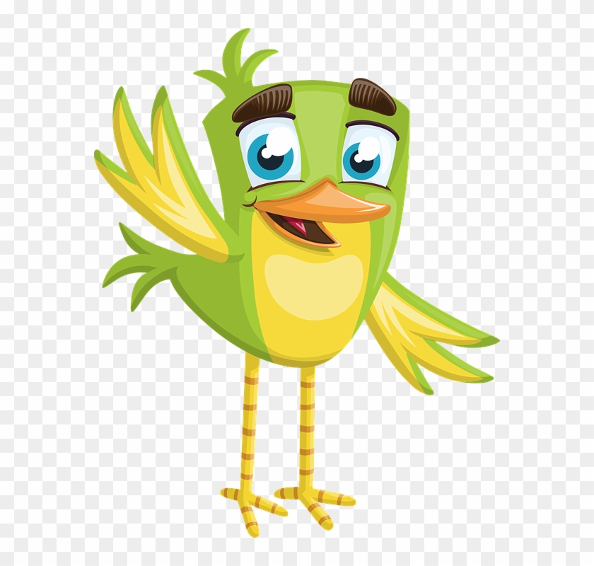Cute Cartoon Birds 22, - Green Friendly Bird Green Friendly Bird Oval Ornament #309453