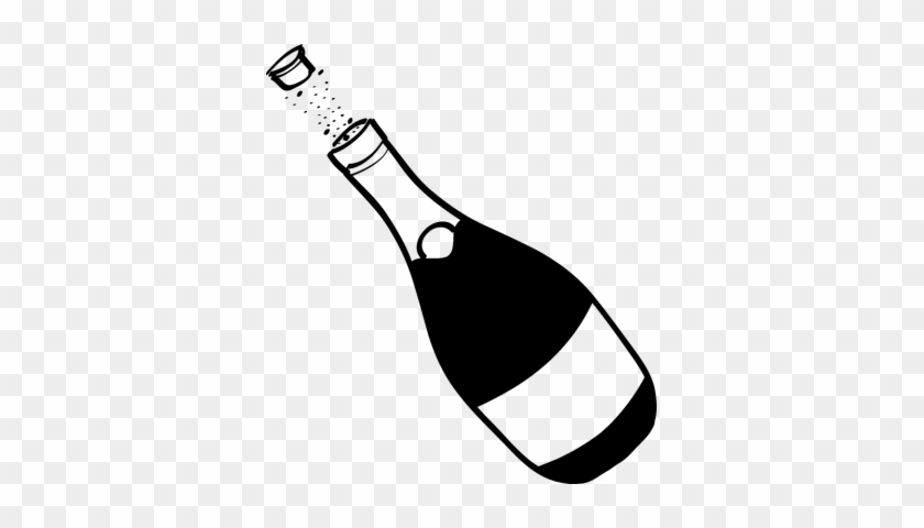 Champagne Bottle Pop - Champagne Bottle Black And White - Free Transparent  PNG Clipart Images Download