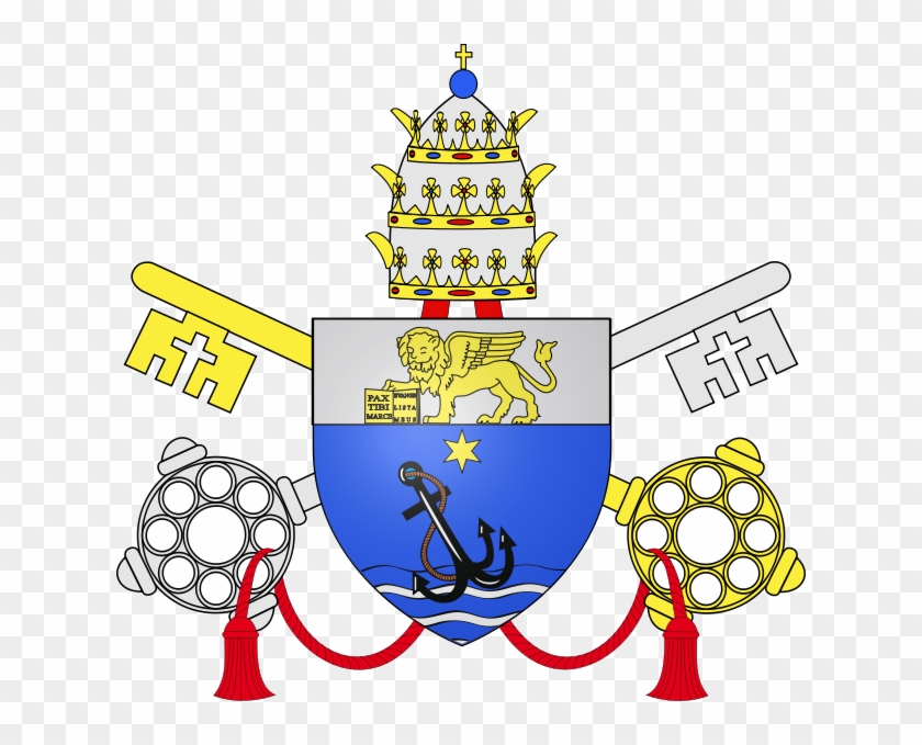 Table 33 Pope Seated On The Throne, Two Angels Hold - Pius X Coat Of Arms #309893