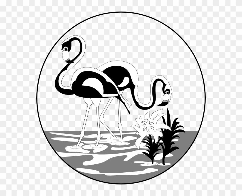 Black And White Flamingos Clip Art - Flamingos Black And White Clipart #309938