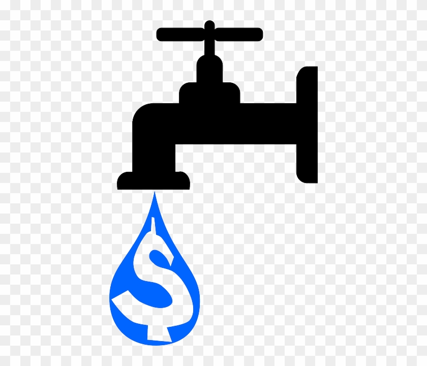 Dollars Water, Water Tap, Tap, Faucet, Cost, Dollars - Save Water Clip Art #310119