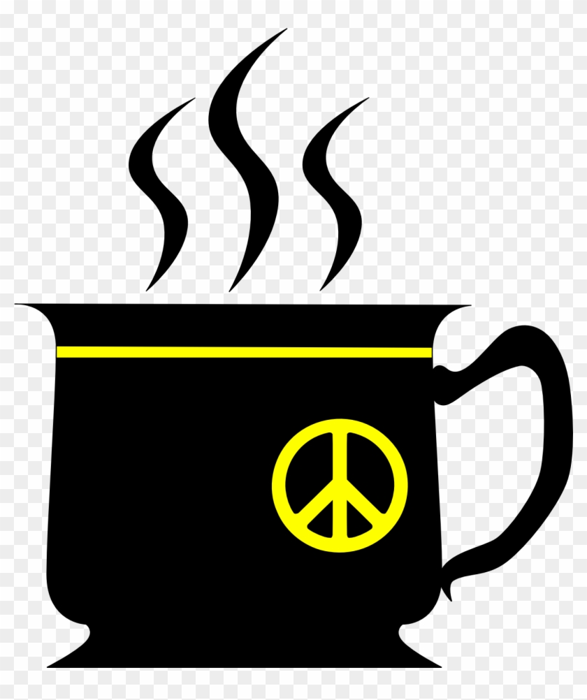 Black Cup With Yellow Peace Sign Fav Wall Paper Background - Black Cup #310179