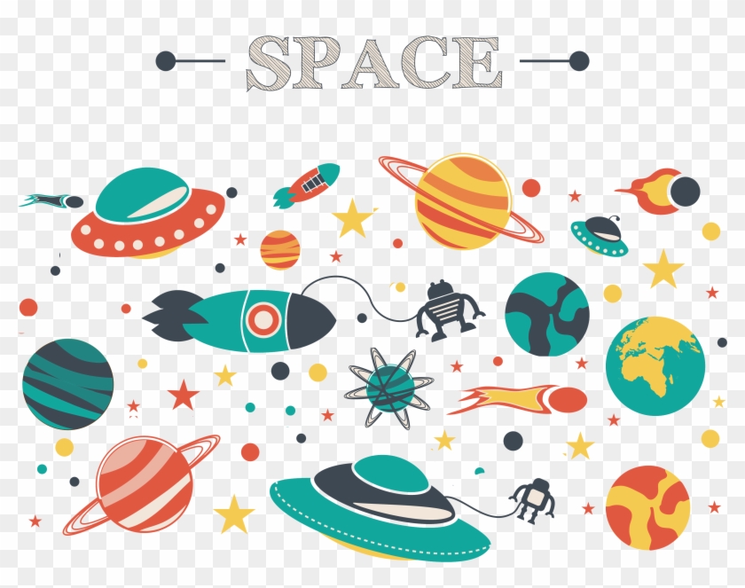 La Nave Espacial De Dibujos Animados Del Espacio Ultraterrestre - Outer Space Background Clipart #310312
