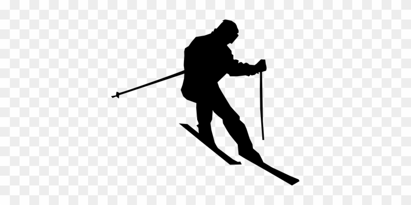 Skiing Downhill Sports Ski Snow Winter Spo - Skier Clipart Silhouette #310862