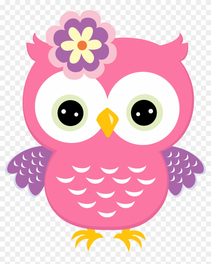 Pink Owl With Flower - Pink Owl #310895