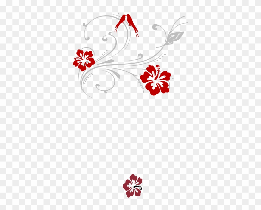 Butterfly Scroll With Birds And Hibiscus Clip Art - Hibiscus Clip Art #310937