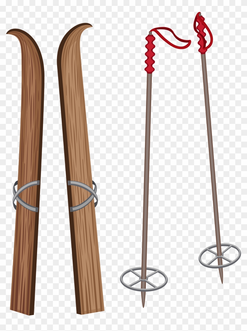 Old Wooden Ski Png Clipart Image - Skis Clipart Transparent #310967