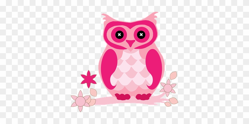 Bird Floral Flowers Flying Owl Pink Floral - Pink Owl #310980