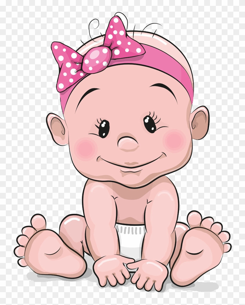 Infant Girl Cartoon Illustration - Cute Cartoon Baby Girl #311207