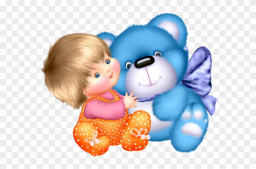 Cute Baby Girl Holding Teddy Bear Cartoon Clip Art - Dibujos En Png Gratis  - Free Transparent PNG Clipart Images Download