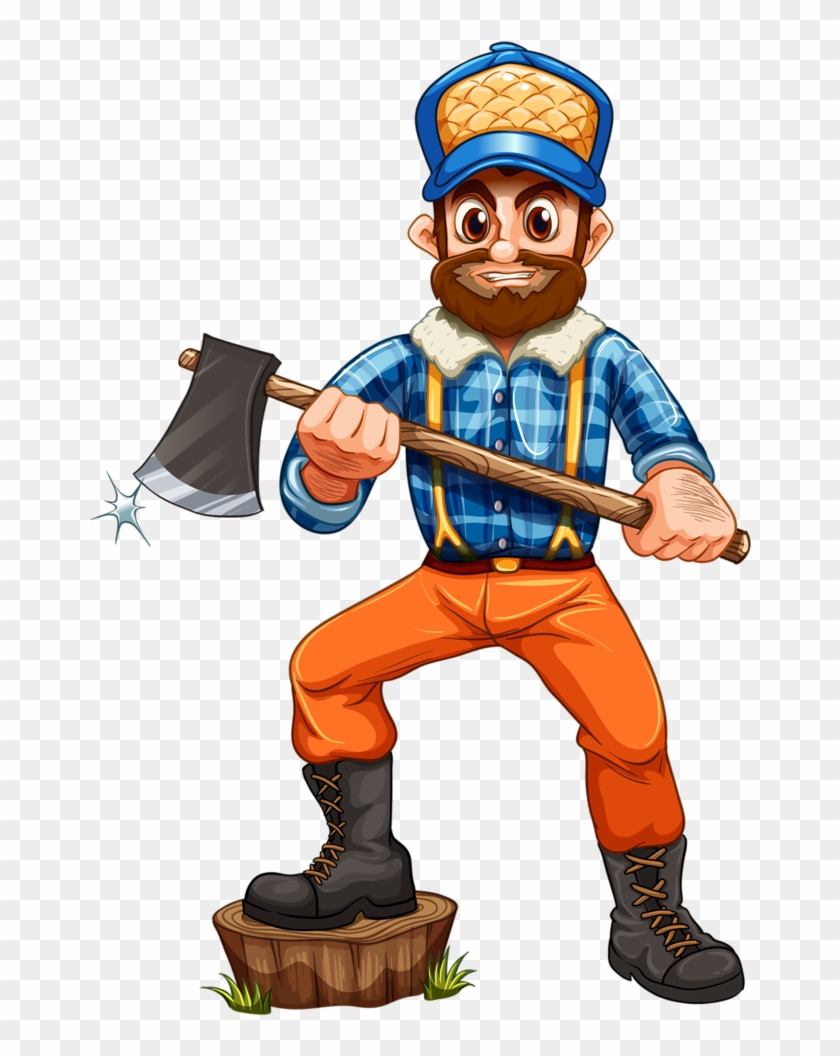 Illustration Of A Lumberjack Stepping On A Stump On - Cartoon Lumberjacks #311333