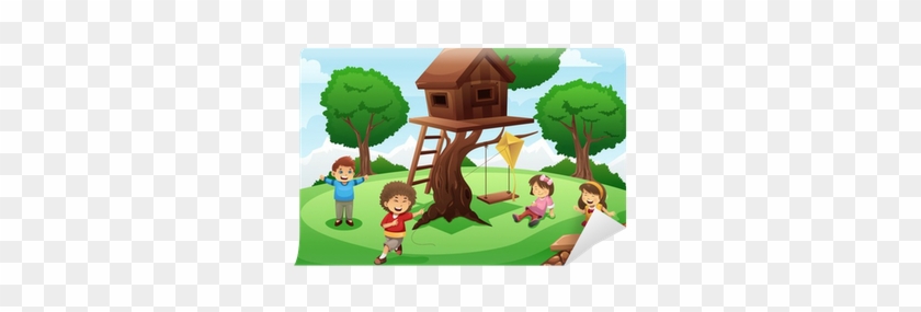 Kids Playing Under Trees Clipart #311335