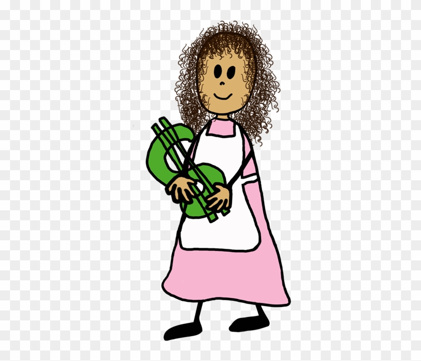 A Curly-haired Stick Figure Girl In Pink Dress Holding - Stick Figure #311367