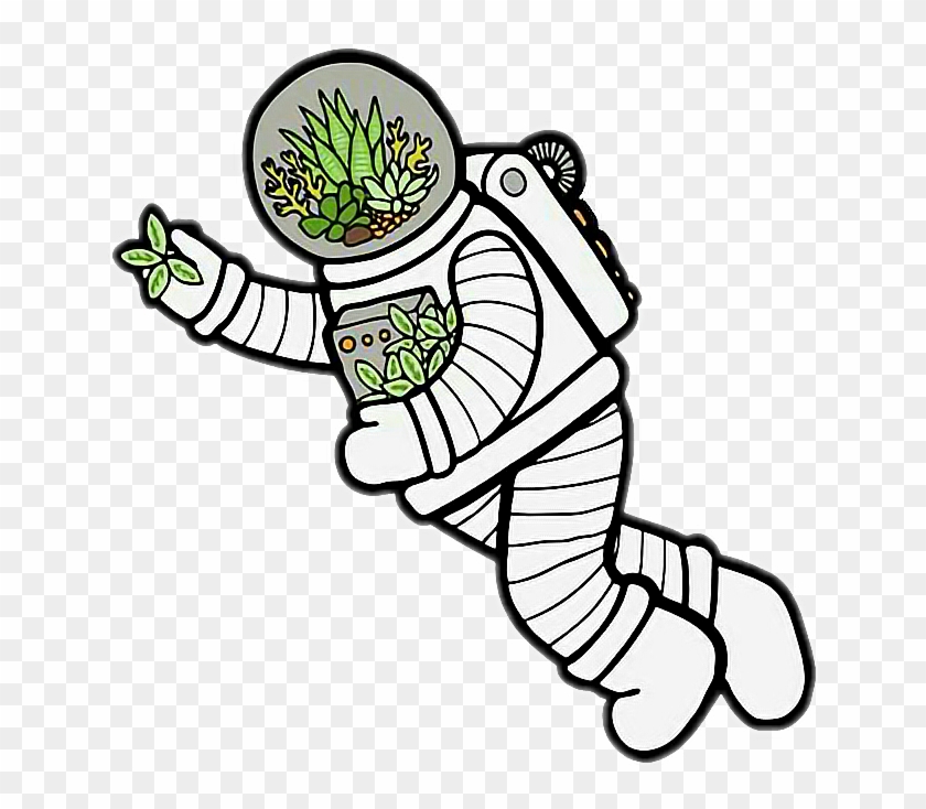 Astronaut Astronot Green Grey White Uzay Galaxy Flower - Sticker Cartoons #311749