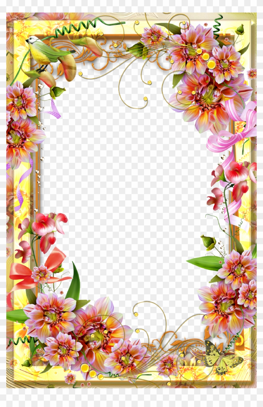 Colorful Flowers And Floral Decoration Picture Frame - Page Borders Flower Design #312027