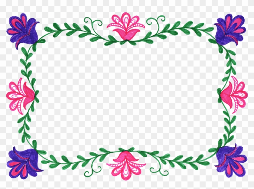6 Flower Frame Colorful Rectangle Png Transparent Onlygfx - Flower Frame #312111