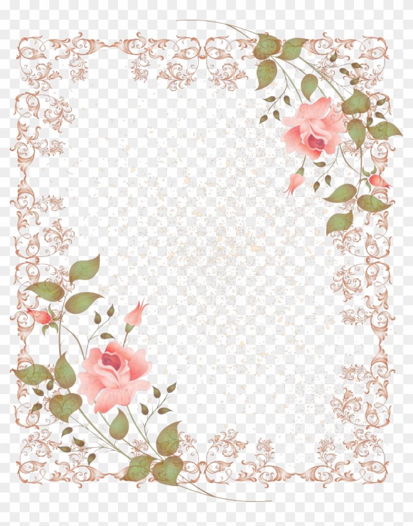 Retro Style Floral Border Picture Frame - Vintage Rose Border Free #312167