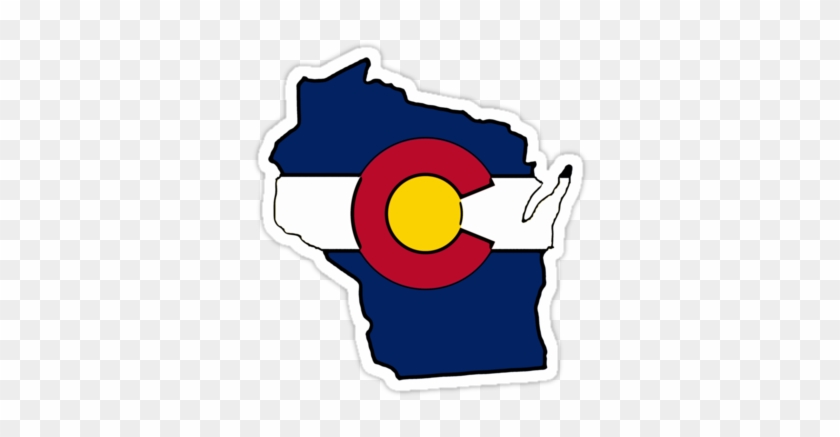 Wisconsin Outline Colorado Flag Stickers By Artisticattitud - Wisconsin Large Outline #312247