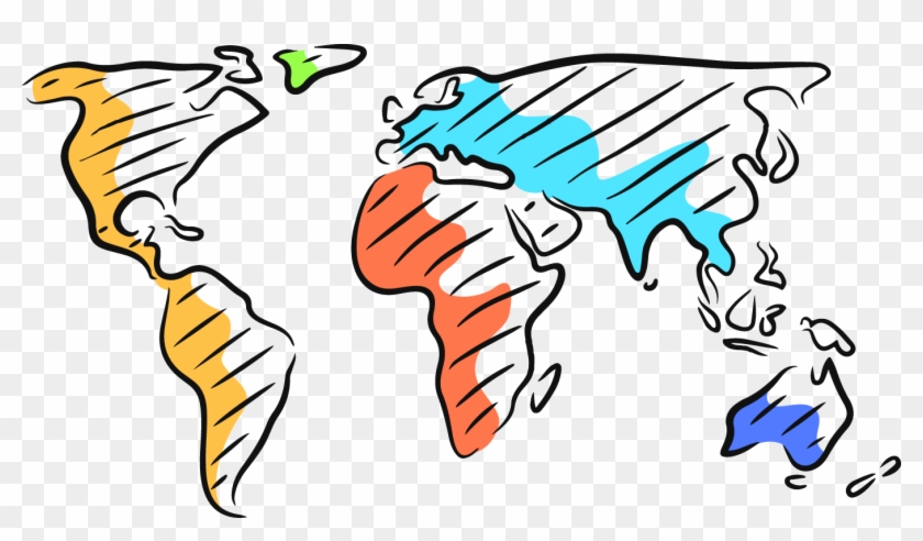 World Map Drawing Sketch - World Map Png Cartoon #312273