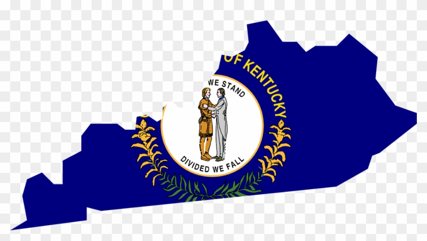 Kentucky, Map, Usa, State, Flag, America - Kentucky State With Flag #312543