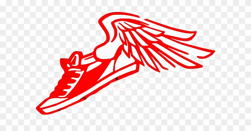 Red Clipart Running Shoe - Red Shoe With Wings Logo #312676