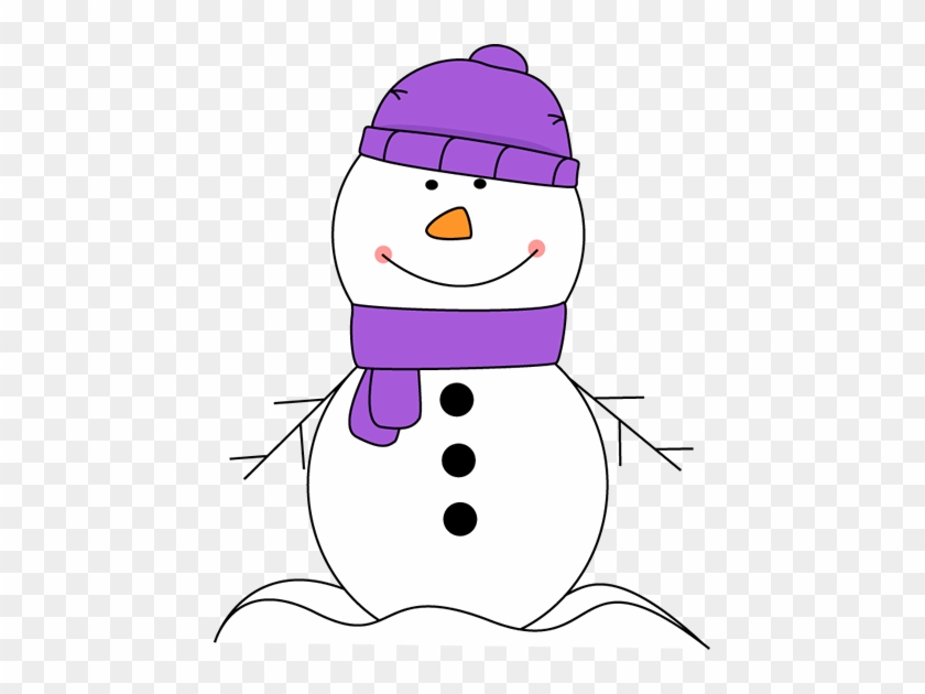 Snowman Wearing Purple Scarf And Hat - Snowman With Purple Scarf #312795