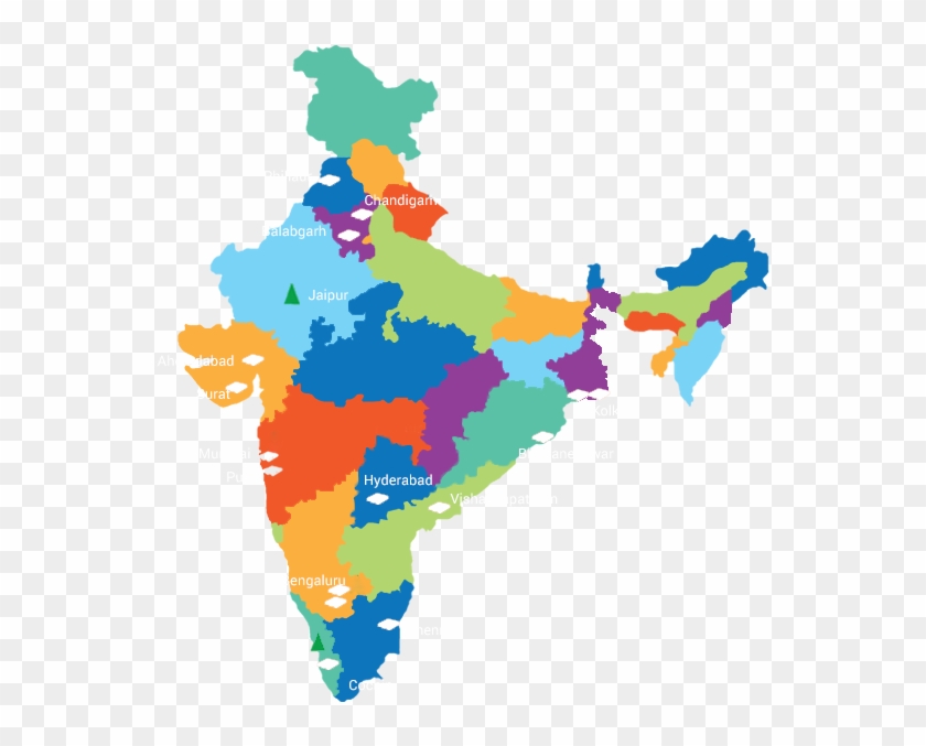 States And Territories Of India Vector Map - India Map No Background #312905