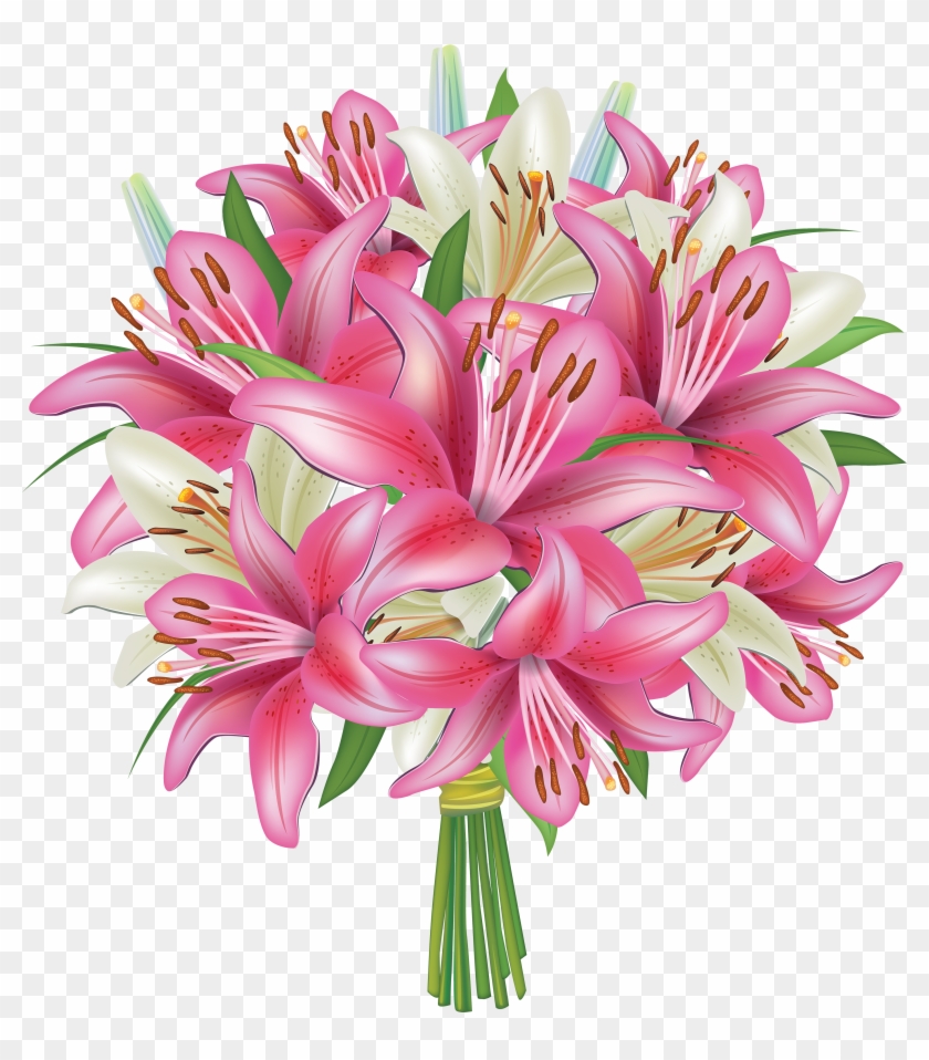 White And Pink Lilies Flowers Bouquet Png Clipart Image - White And Pink Lilies Flowers Bouquet Png Clipart Image #313201
