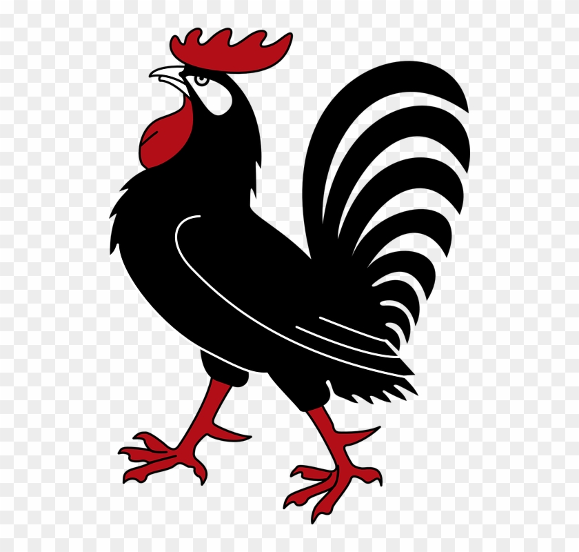 Red Bird Clipart 17, - Black Rooster Cartoon #313495