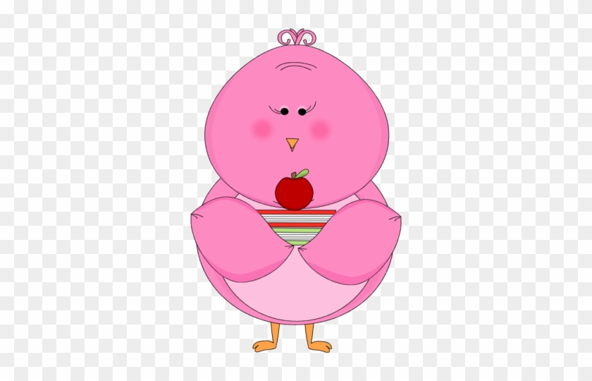 Pink Bird Holding School Books And An Apple Clip Art - Book #313587