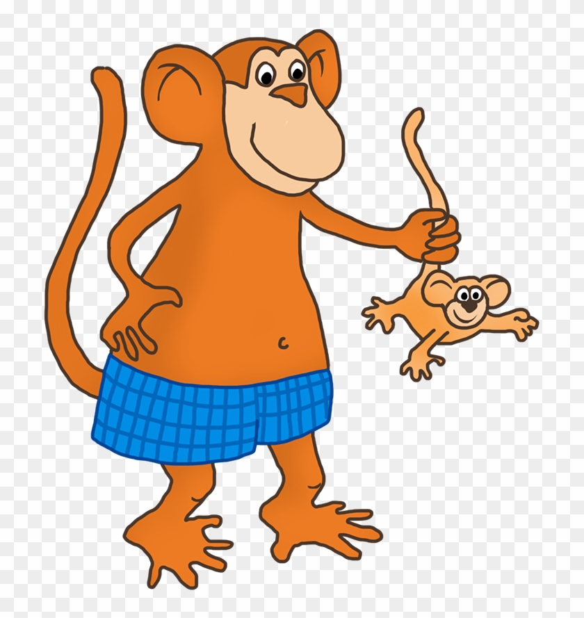 Monkey Smiling Png, Monkey With Young One Png - Drawing #313690