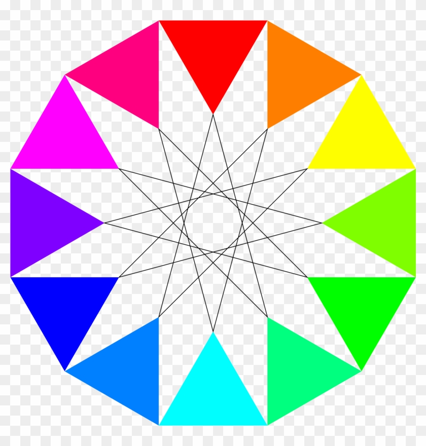 Rainbow Dodecagon And Black Dodecagram Png Clip Arts - Dodecagon Designs #314097
