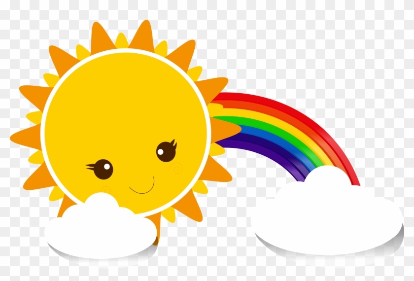 Sky Cartoon Yellow - Rainbow With Cloud Png #314104