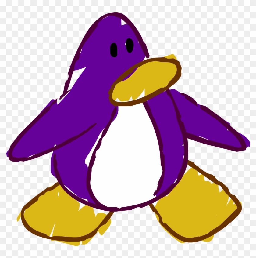 Doodle Dimension Penguin Dark Purple - Penguin Doodle Png #314437