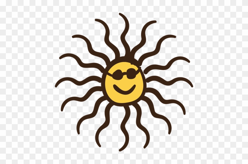 Sun With Sunglasses Colored Doodle Transparent Png - Smiley #314439