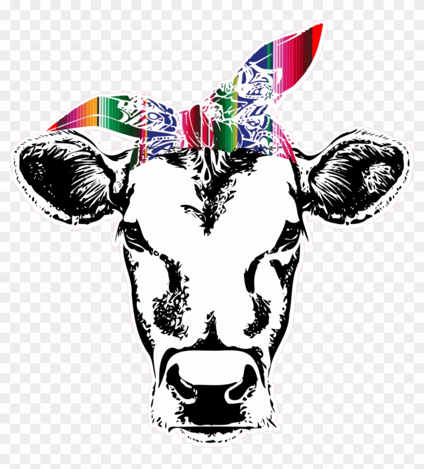 Cow With Bandana- Serape - Cow With Bandana Clipart #314809