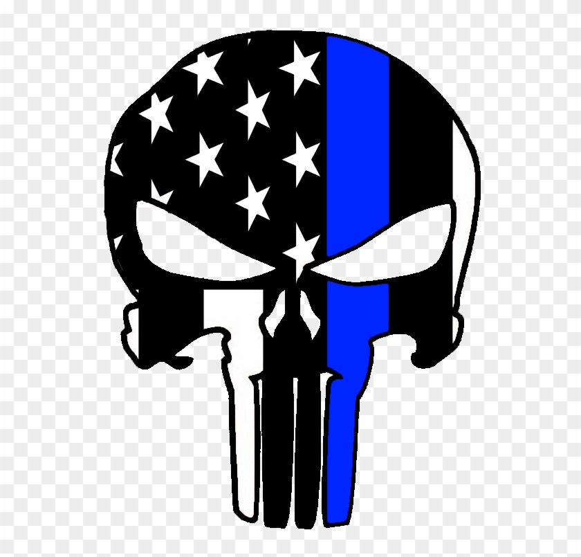 Thin Blue Line Punisher Sticker - Transparent Punisher Thin Blue Line #315001