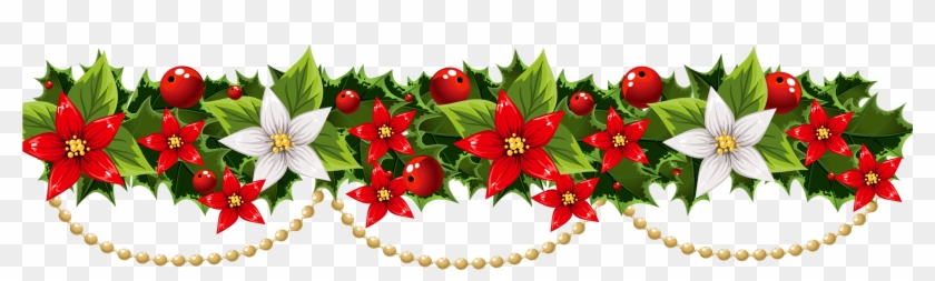 Christmas Decoration Poinsettia Garland Clip Art - Christmas Garland Clip Art #315424