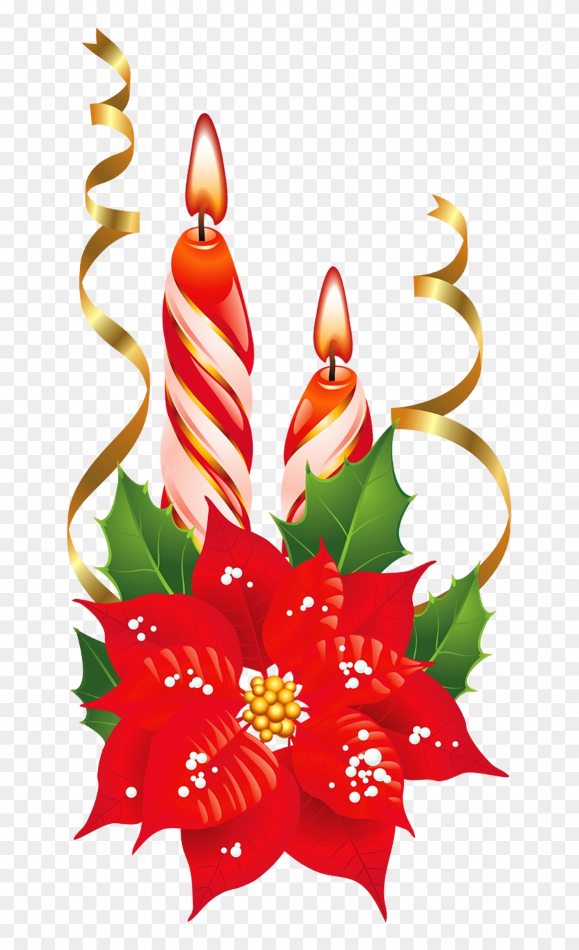 Christmas Candle Clipart Christmas Candles Clipart - Christmas Poinsettia Clipart #315470