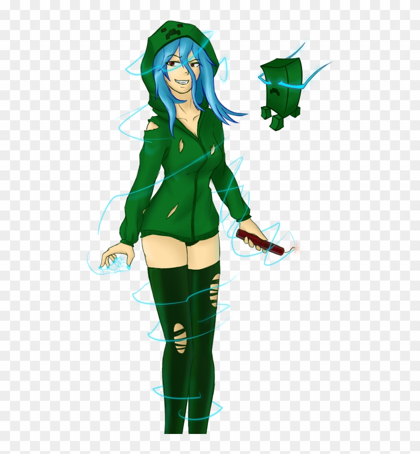 Minecraft Charged Creeper Girl Super By Clipart Free - Cartoon #315667