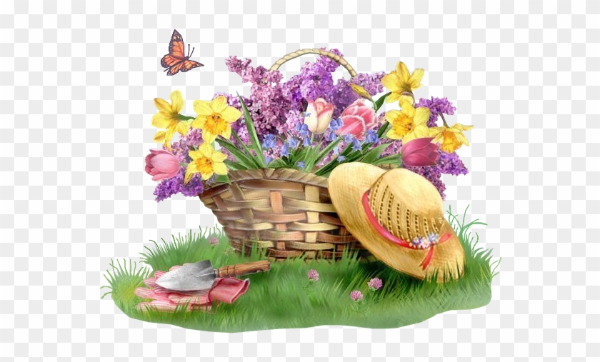 Glittery Spring Basket Flowers Greeting Garden Friends - Welcome Spring Gif #315770
