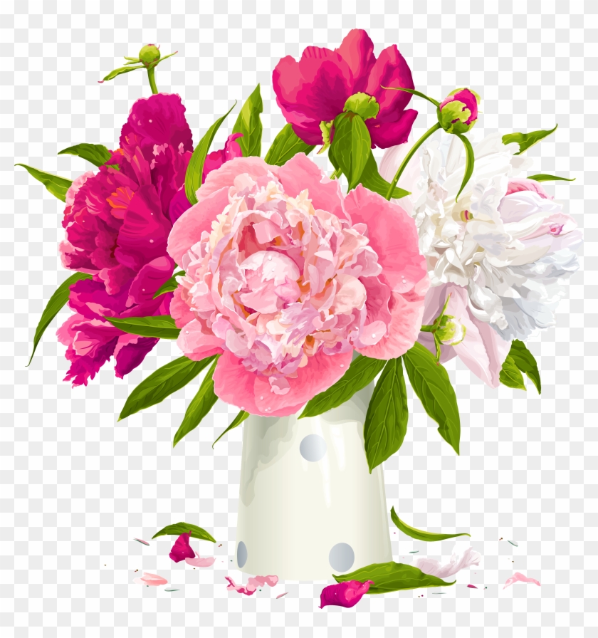Vase With Peonies Clipartu200b Gallery Yopriceville - Peony Flowers Clipart #315934