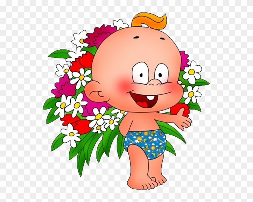 Cute Baby With Flowers Cartoon Clip Art Images Are - Карапузики Прозрачный Фон #315997