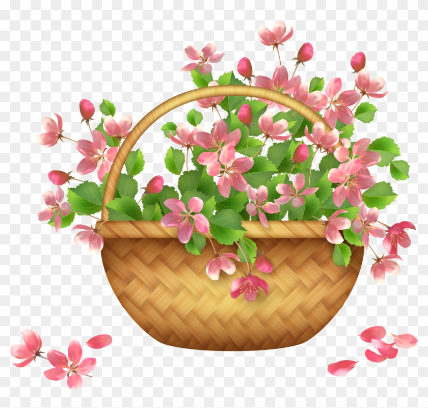 Basket Of Flowers Clipart - Flower Basket Clip Art #316161
