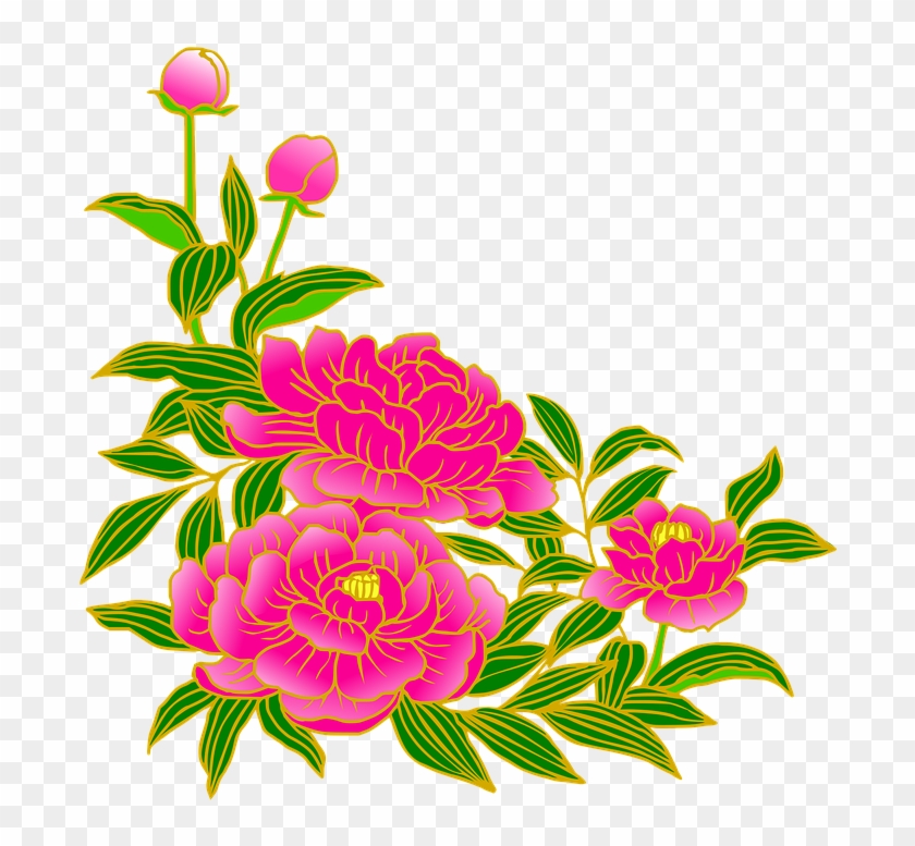 Peony, Pink, Gay, Flowers, Summer, Japanese Style - 芍薬 イラスト #316245